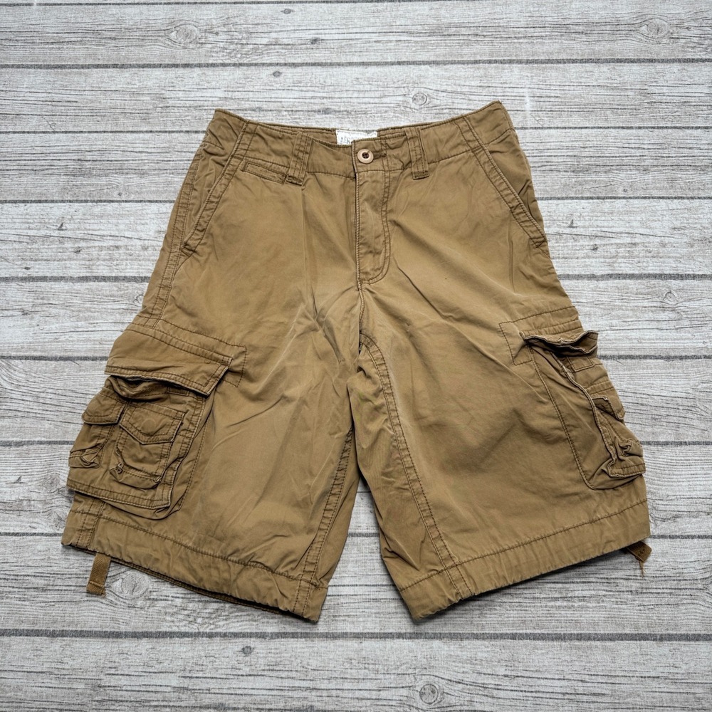 Y2K Aeropostale Cargo Shorts Men's 28 Brown Relaxed Fit Utility Hunting Outdoor